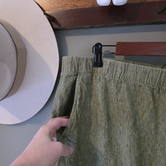 Eileen Fisher Organic Linen Green Pants Size XL - Picture 4 of 12